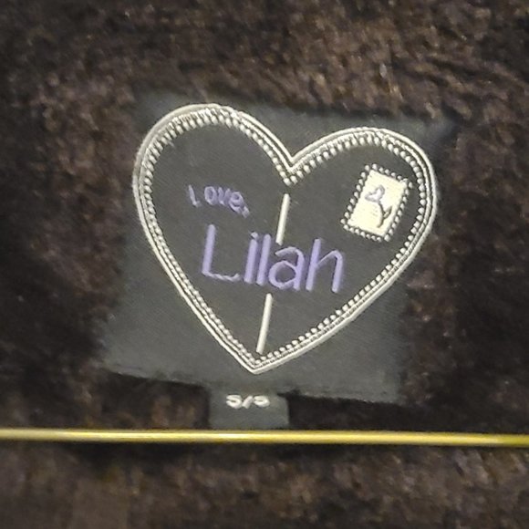 Beautiful girl's chocolate color double breast winter faux suede coat Size 5 - Picture 4 of 5